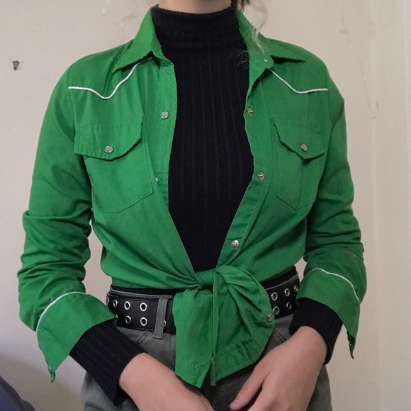 SOLD ON DEPOP @winedark / green buttondown - Picture 1 of 5
